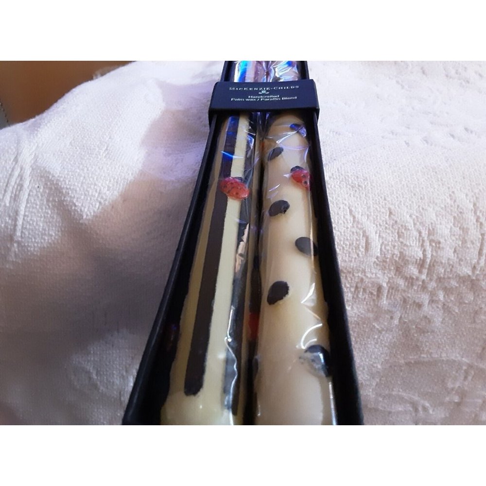 MacKenzie-Childs Stripe & Polka Dot Ladybug Candle Pair